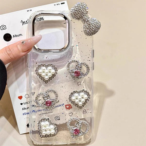 Custodia Protettiva <span class=keywords><strong>con</strong></span> Perle, Strass e Fiocco a Cuore per <span class=keywords><strong>iPhone</strong></span> 17 <span class=keywords><strong>Pro</strong></span> Max, <span class=keywords><strong>Compatibile</strong></span> <span class=keywords><strong>con</strong></span> <span class=keywords><strong>iPhone</strong></span> 16 15 14 13 12 <span class=keywords><strong>11</strong></span> - Product Image 2