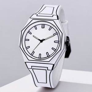 2025 nouveau Style de dessin animé <span class=keywords><strong>Anime</strong></span> Design montre pour hommes Art étudiants croquis horloges blanc personnalité ligne montres à Quartz - Product Image 4