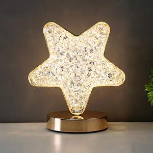 Lámpara de Mesa LED de Cristal con Forma de Estrella, Luz Nocturna, Regalo Romántico para Dormitorio, Decoración de Mesa de Noche, Funciona con Batería - Product Image 1