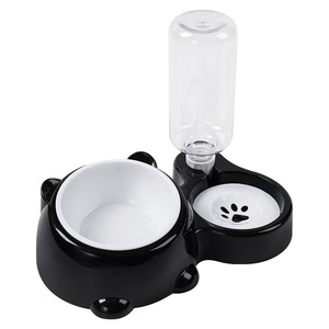 Bol double pour chat avec remplissage automatique d'eau, station d'alimentation 2 en 1 pour animaux de compagnie, forme arrondie, petit ours en plastique - Product Image 5