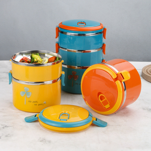 Fiambreras redondas de acero inoxidable Tiffin Bento para niños apilables Hongyuan - Product Image 5