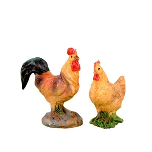 Mini estatua realista de resina para decoración de jardín, estatua de poliresina para granja, Animal, gallo, gallina