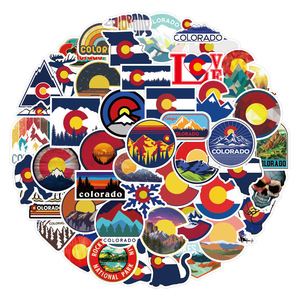 50 Pezzi <span class=keywords><strong>Adesivi</strong></span> Graffiti Bandiera dello Stato del Colorado Americano per Telefono, Laptop, Parete, <span class=keywords><strong>Adesivi</strong></span> Mappa in Vinile Impermeabili - Product Image 2