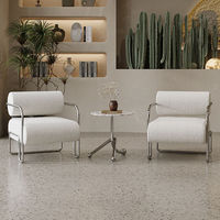 Ensemble de fauteuils modernes à un seul accoudoir en tissu velours pour salon, chambre, réception d'hôtel, balcon, usage durable en appartement ou café