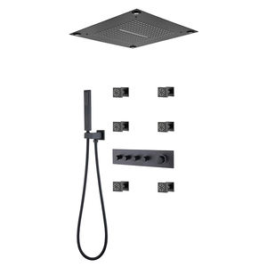 Di lusso nero in ottone pioggia miscelatore doccia a caldo Multi-funzionale a parete sistema doccia Soft Spray per alberghi - Product Image 6