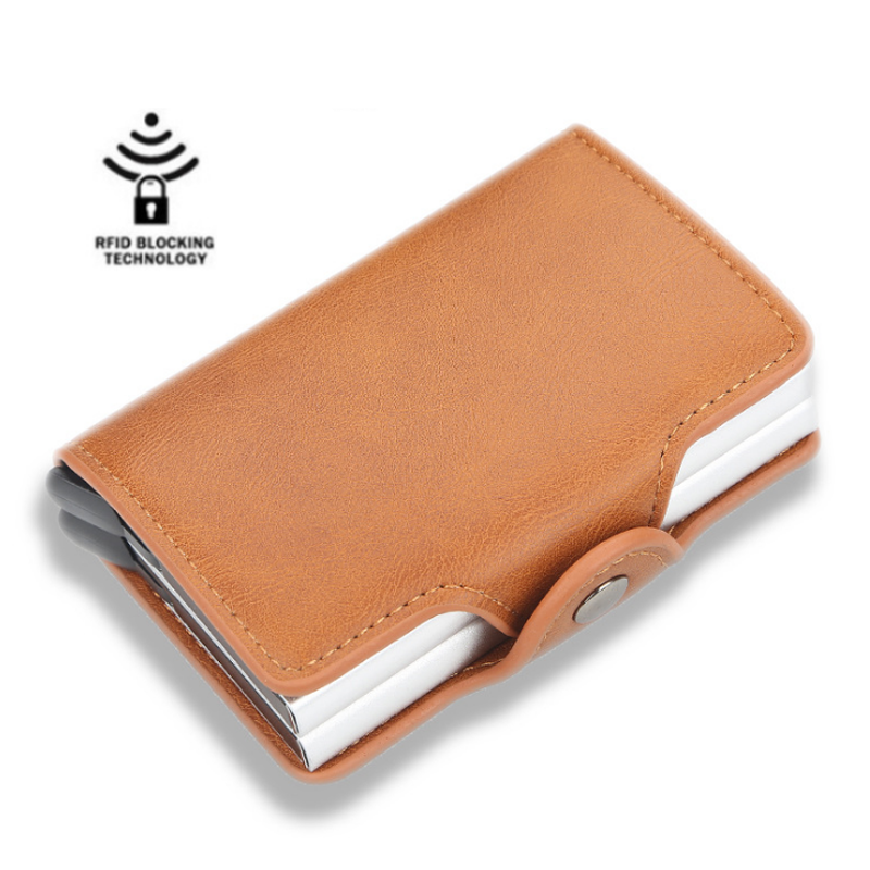 Новинка 2021, мужской держатель для Карт RFID, алюминиевая всплывающая короткая сумка для карт, кошелек для мужчин, Европейский дизайн, кошельки для банковских карт