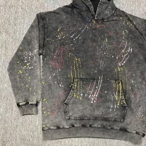 Sudadera con Capucha de Algodón 100% Lavado al Ácido, Estilo Vintage, de Invierno, Personalizada OEM, de Alta Calidad, Oversize, con Efecto Pintura en Aerosol - Product Image 2
