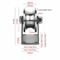 Roue de levage en acier inoxydable 201 304 pour rail trépied, à vis de fixation, pour câble métallique et câble en nylon, diamètre 48 mm, antirouille