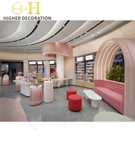 Hochwertiges Modernes Design LED-beleuchtetes Rosa Schwerlast-Kosmetikgeschäft-Regal Maßgefertigte Kosmetikladen-Vitrine Ausstellungsschrank