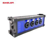 Adaptor 4 Saluran Ethercon Cat6 RJ45 ke Jack XLR 6.35mm TRS, Kotak Breakout Splitter XLR/DMX/AES untuk Kabel Mixer Studio Panggung