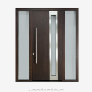 Puerta de Entrada de Madera Maciza con Vidrio de <span class=keywords><strong>8</strong></span> Pies y Doble Hoja, Diseño Tradicional de Hotel de Guangdong, con Característica Impermeable - Product Image 3