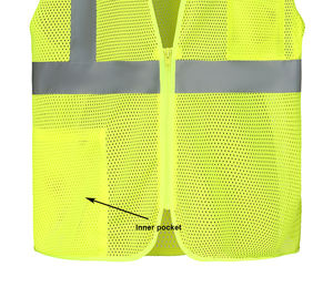 Chaleco de Seguridad de Malla de Alta Visibilidad con Bolsillos, Cumple con la Norma ANSI |   Chaleco Reflectante Transpirable |   Colores Personalizados Disponibles - Product Image 5