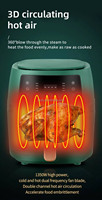 Friteuse à air électrique 8L sans huile en acier inoxydable avec écran tactile numérique et protection contre la surchauffe pour usage commercial et domestique