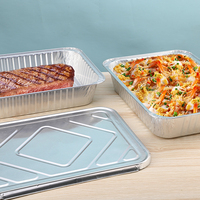 Barquette alimentaire rectangulaire jetable en aluminium avec couvercle pour plats à emporter, idéale pour les fêtes, taille et design personnalisables