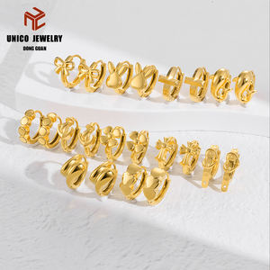 أقراط دائرية من الفولاذ المقاوم للصدأ مطلية بالذهب عيار 18 قيراط، خطاف مصبوب بالبودرة، مجوهرات نسائية بالجملة للجنسين - Product Image 1