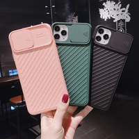 Étui de téléphone avec protection d'objectif coulissant pour iPhone 14 15, coque en silicone souple pour iPhone 13 16 Pro Max 12 Xr 7/8, coque mate