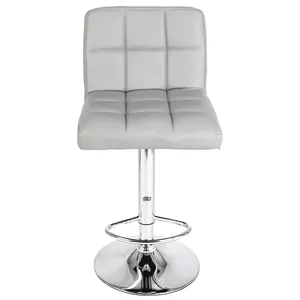 Moderne 2 PCS PU Leder hohe stühle Einstellbare Keine Armlehne Grau Bar stühle Stühle