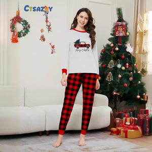 Nouveau Noël Famille Pyjamas Laine Noël Imprimer Plaid Patchwork Costume pour Papa Maman Enfants avec Fermeture Taille Élastique ODM Fourniture - Product Image 5