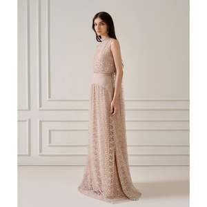 Ropa de moda de Vietnam para mujer, vestido elegante de marca para mujer, bufanda con efecto de encaje ZUKA, VESTIDO LARGO adjunto, Panel trasero largo - Product Image 5