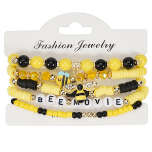 Ensemble de bracelets perlés sur le thème des abeilles avec pendentif de dessin animé pour enfants et filles, bijoux fantaisie, cadeau fabriqué en Chine - Product Image 6