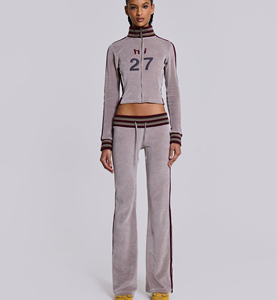 Nhà Sản Xuất Phụ Nữ Tùy Chỉnh Cắt Nhung Velour Tracksuit 2 Mảnh Zip Hoodie Bùng Jogger Quần Sweatsuit Phù Hợp Với Thiết Lập Phụ Nữ - Product Image 2