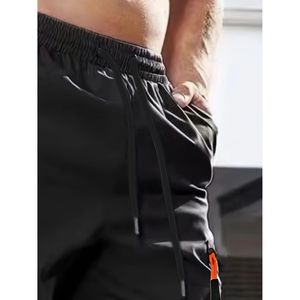 Pantalon décontracté ample pour homme, en tricot, avec empiècements de couleur contrastée, poche zippée, style sportif - Product Image 4