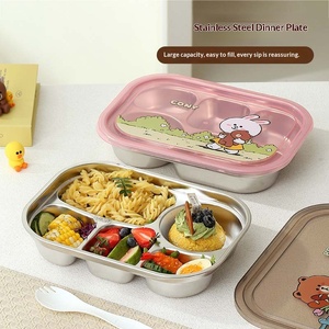 Boîte à lunch pour enfants en acier inoxydable 304 de qualité alimentaire avec compartiments, boîte à lunch scellée pour étudiants au design esthétique et ludique - Product Image 3