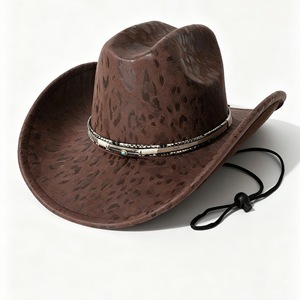 <span class=keywords><strong>Sombrero</strong></span> Vaquero de Ala Ancha con Estampado de Leopardo y Cinturón de Plumas para Fiesta y Festival de Música, Novedad 2026 - Product Image 6