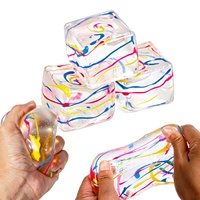 Jouet sensoriel anti-stress en forme de cube de glace marbré transparent et souple pour garçons et filles - Jouet sensoriel moelleux et rebondissant
