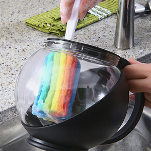 Éponge à récurer portable à long manche en plastique de couleur arc-en-ciel, hautement efficace, pour le nettoyage des biberons, des tasses et des casseroles - Product Image 4