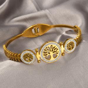 Brazalete de circonita brillante y sofisticado con patrón de follaje elegante y significativo, resistente, acabado a mano, para mujer - Product Image 5