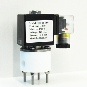 DHF11-5 1/4 İnç Düşük Fiyatlı Korozyona Dayanıklı Asitler Alkali Kimyasallara Dayanıklı PTFE Solenoid Valf 12V LED Işık Göstergesi - Product Image 2