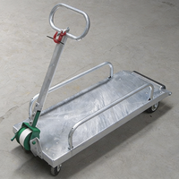Chariot à porcs robuste de fabrication industrielle, galvanisé à chaud, avec barre de traction pliable à manivelle, capacité de charge de 200 kg