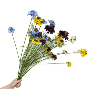 Rami di Fiori Artificiali di Scabiosa, Fiori di Seta a Stelo Lungo per Vasi Alti, Decorazioni Floreali per Casa e Matrimoni, Decorazioni Autunnali - Product Image 1