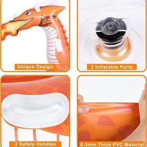 Bouée gonflable en PVC 103*51 pouces, couleurs orange et bleu, dragon, grande bouée pour adultes, pour piscine, plage, fête, amusement - Product Image 4