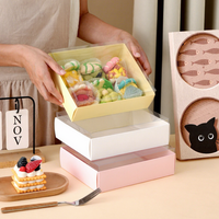 Boîte cadeau avec couvercle transparent, boîte en carton multicolore pour biscuits, gâteaux et cadeaux de fête
