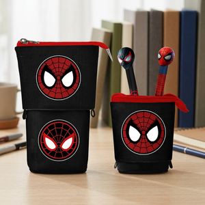 Karactermania pour Marvel Spiderman Peter - Trousse en tissu mignonne avec fermeture éclair + 2 stylos gel effaçables rouges pour l'école et le bureau - Product Image 2