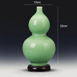 Venta al por mayor de jarrón de lujo ligero, jarrón de cerámica artístico para flores, vaso de porcelana en forma de calabaza celadón para decoración del hogar - Product Image 3