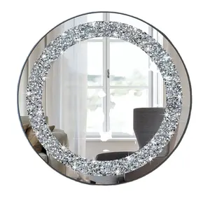 Miroir Glam élégant et scintillant, miroir à paillettes, décoration murale, magnifique pour la maison, en argent scintillant