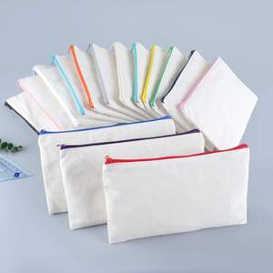 DIY Blank Cotton <b>Canvas</b> Makeup Bag Multipurpose Cosmetic Pouch with Zipper Travel for Toiletry Organizer-Letter Pattern - Product Image 2