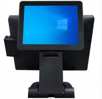 Sistema de Punto de Venta con Pantalla Táctil de 15.6 Pulgadas y Diseño Plegable con Carcasa Metálica, Caja Registradora con Segunda Pantalla de 9.7 Pulgadas para Comercio Minorista
