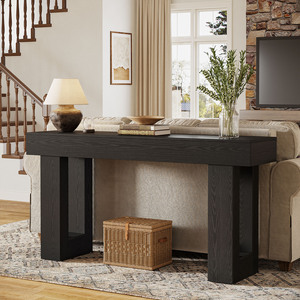 Consoles Longues de 63 Pouces pour Entrée, Grande Table de Canapé Derrière le Canapé, Table de Couloir en <span class=keywords><strong>Bois</strong></span> Noir pour Hall d'Entrée - Product Image 4