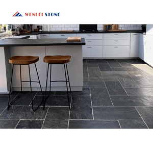 Tuile <span class=keywords><strong>en</strong></span> ardoise naturelle noire de taille personnalisée pour la décoration de jardin, sol - Product Image 2