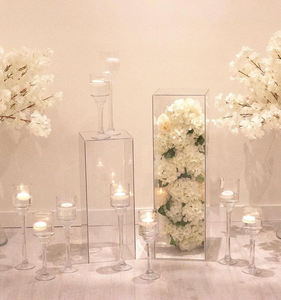 Acrylic Flower Square Stand Wedding Transparent Acrylic Decorative Plinths <b>Clear</b> Cake Display Stand for Party - Product Image 1