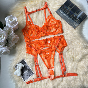 Hot Selling Women's <b>Sexy</b> Lingerie <b>Set</b> Exquisitely Embroidered Flower Mesh Comfortable Perspective <b>Set</b> Four Piece <b>Set</b> for Women - Product Image 6