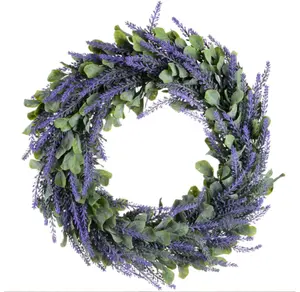 decoration 17 inch door round lavender spring festival simulation artificial wreath for home decoration