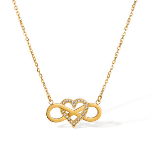 All'ingrosso gioielli moda <span class=keywords><strong>donna</strong></span> alla moda amore a forma <span class=keywords><strong>di</strong></span> <span class=keywords><strong>cuore</strong></span> 8 18K oro placcato collana con ciondolo con pietra <span class=keywords><strong>di</strong></span> zircone regalo - Product Image 5