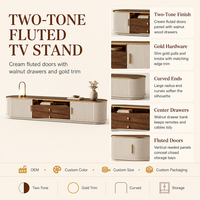 Meuble TV moderne minimaliste en bois avec tiroirs et étagères pour salon, bureau à domicile, hôtel – Console TV de luxe