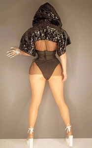 Schwarze Pailletten Schal Shorts Gürtel Outfit Frauen Tänzer DS <span class=keywords><strong>Rock</strong></span> <span class=keywords><strong>Band</strong></span> Show Wear Prom Party Reflektierende Neuheit Outfit - Product Image 6