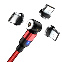 Pour Samsung 3 en 1 Nylon tressé 540 degrés rotation USB câbles de charge magnétiques